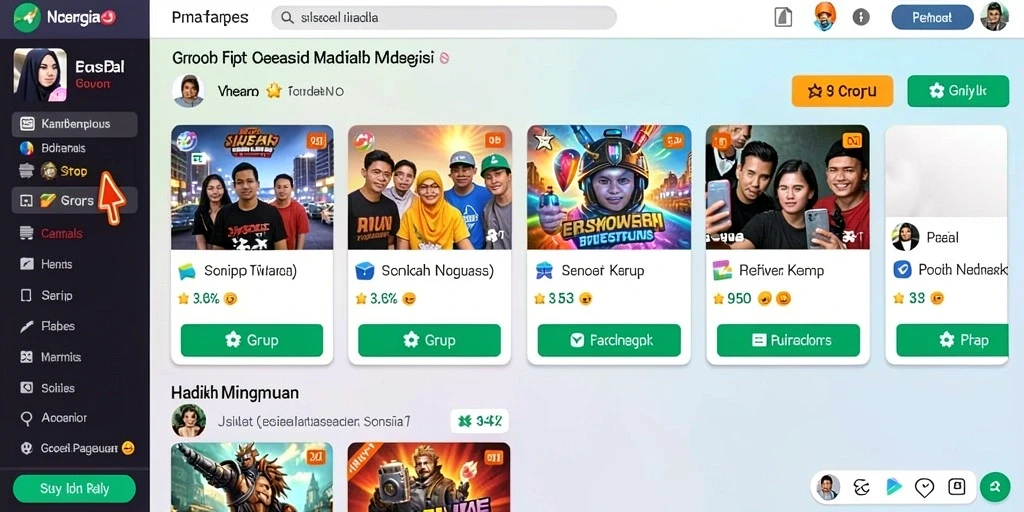 Tampilan antarmuka utama aplikasi 62VIP.